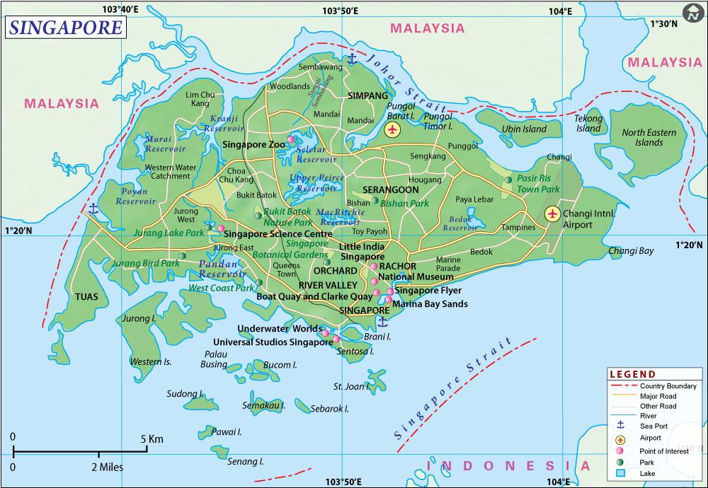 Singapore city karta - Karta över Singapore city (Republic of Singapore)
