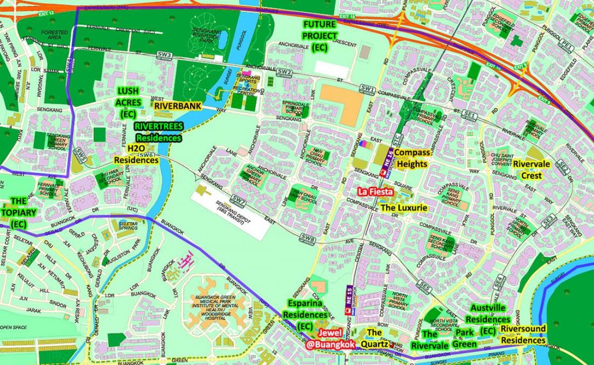 karta över Singapore Sengkang