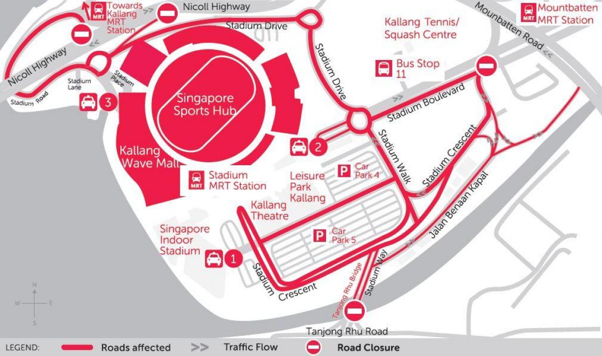 karta över Singapore idrottsanläggningen