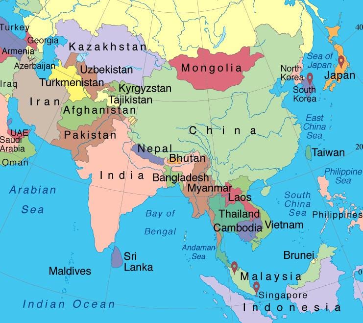 Singapore asien karta
