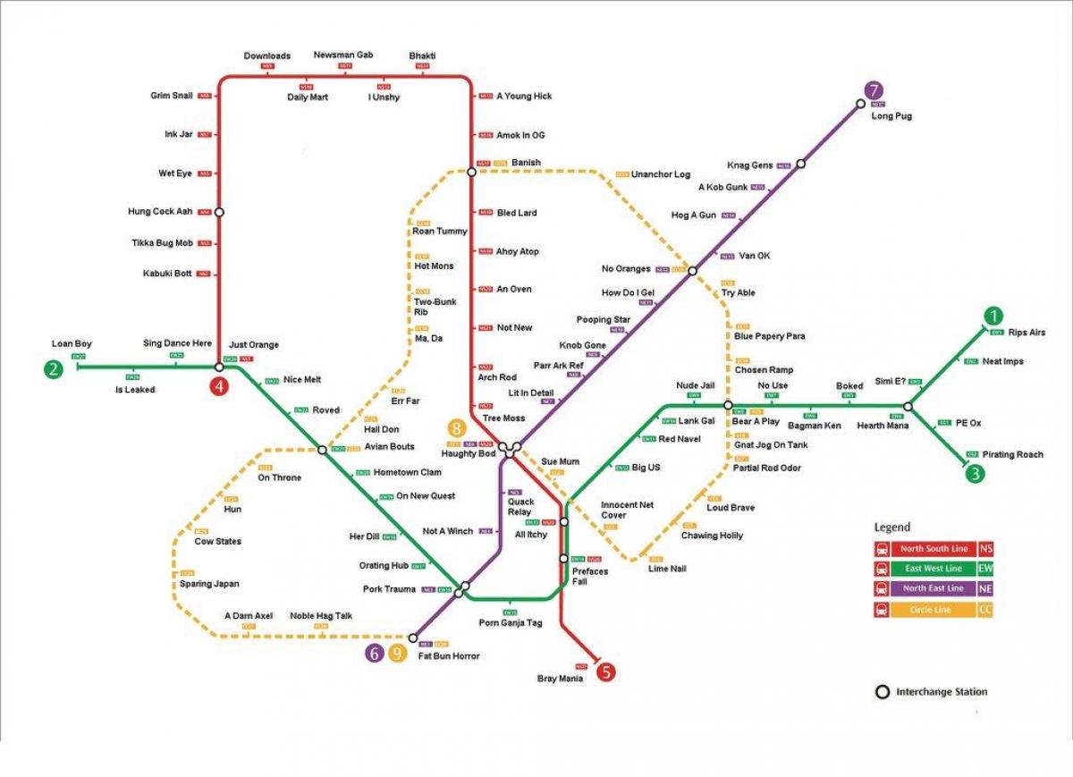 mrt-stationen karta Singapore